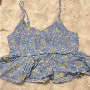 Aeropostale Blue Floral Crop Top